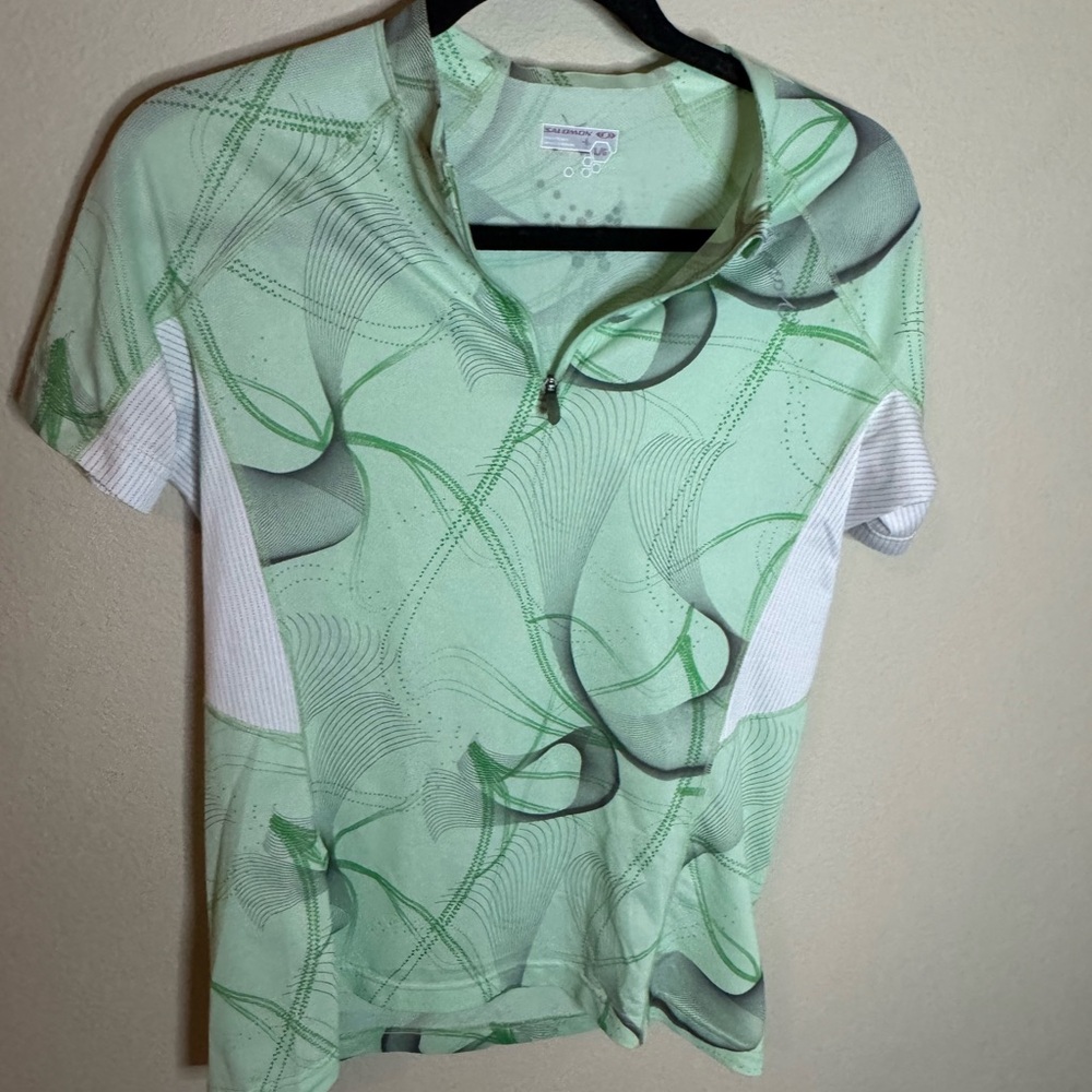 Salomon Mint Green 1/4 Zip Athletic Running Top L